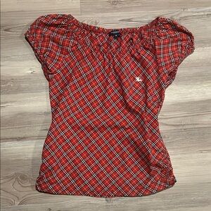 Burberry Red Plaid Women's Blouse
